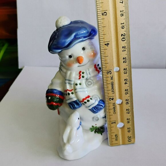 Priscilla Hillman Snow Folks Enesco "Lets Have A Ball" Vintage Snowman Figurine - Picture 6 of 9